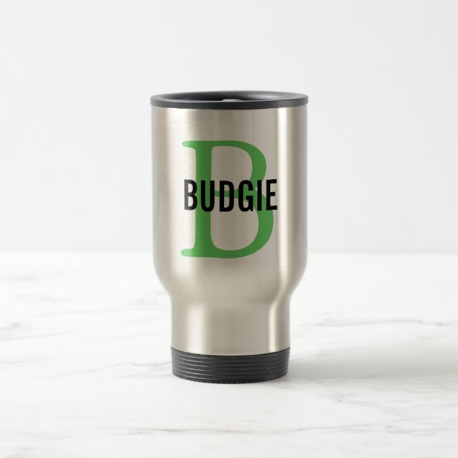 Taza De Viaje Monograma del pájaro de Budgie (Centro)