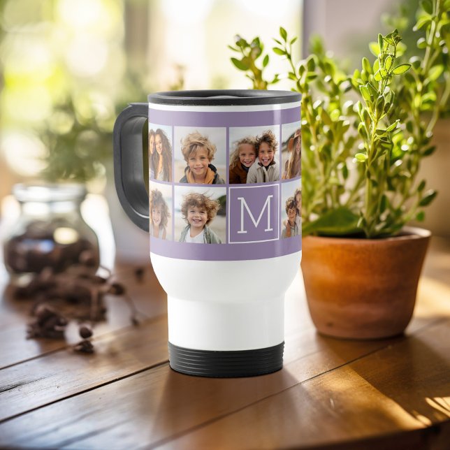 Taza De Viaje Monograma del Personalizado de Collage de fotos de (Personalized travel mug - add photos and text or customize completely)