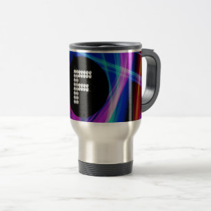 Taza De Viaje Monograma F Diamante Fondo Colorido Neon Brillante