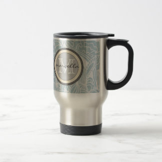 Taza De Viaje Monograma floral azul