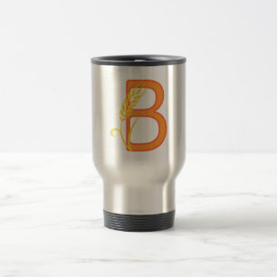 Taza De Viaje Monograma floral de la letra mayúscula B