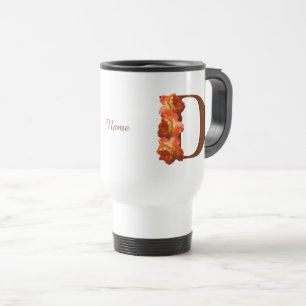 Taza De Viaje Monograma inicial D de rosa naranja personalizado