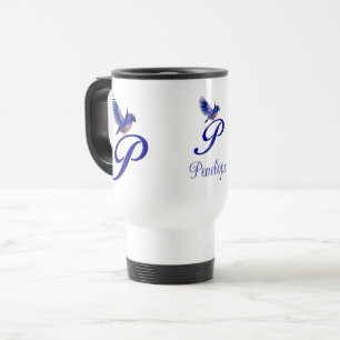 Taza De Viaje Monograma Inicial de Bluebird P Elegante Personali