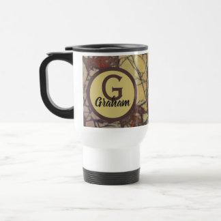 Taza De Viaje Monograma inicial de familia con patrón de mármol
