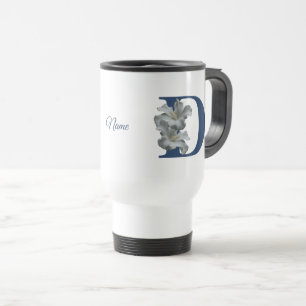 Taza De Viaje Monograma inicial de flor de hibisco personalizado