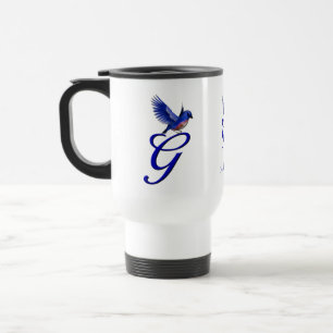 Taza De Viaje Monograma inicial G Bluebird elegante personalizad