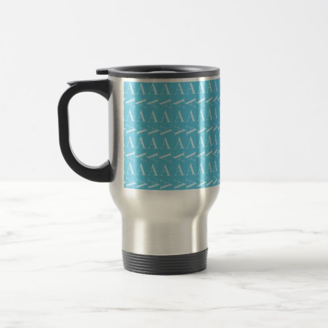 Taza De Viaje Monograma Letra inicial A, Aqua Blue (Izquierda)