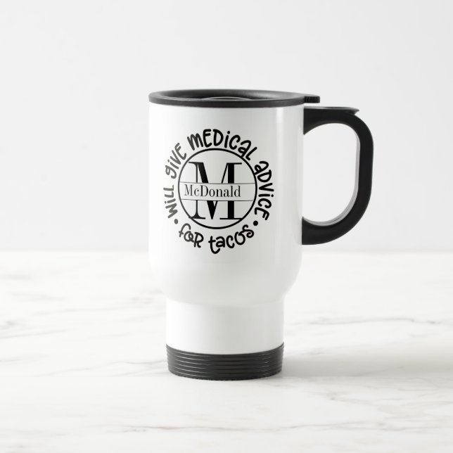 Taza De Viaje Monograma Médica Viaje Mug (Derecha)
