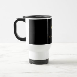 Taza De Viaje Monograma moderno de escritura de oro negro