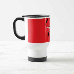 Taza De Viaje Monograma moderno minimalista nombre inicial rojo