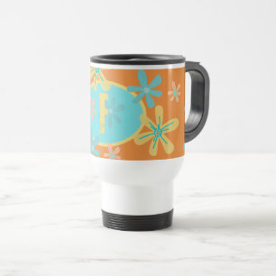 Taza De Viaje Monograma moderno y moderno de la tipografía flora