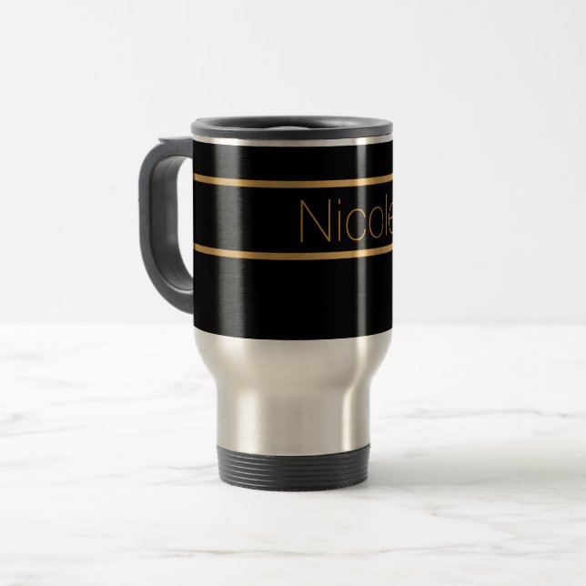 Taza De Viaje monograma negro y oro (Anverso izquierdo)