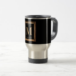 Taza De Viaje Monograma negro y oro de moda