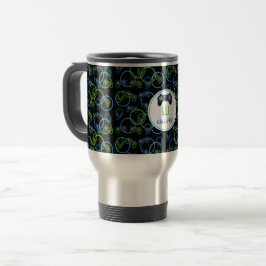 Taza De Viaje Monograma Neon Blue & Green Pattern
