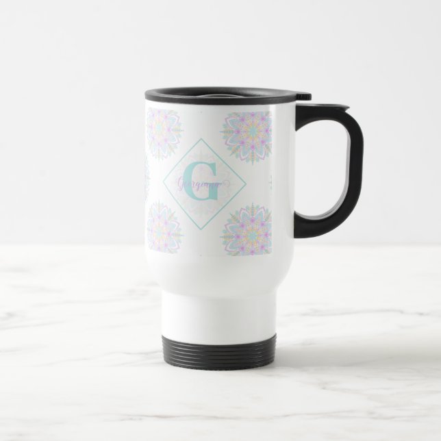 Taza De Viaje Monograma Pastel Arcoiris Sundae Polka Dot Mandala (Derecha)