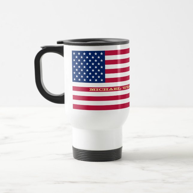 Taza De Viaje Monograma personalizado de la bandera estadouniden (Izquierda)