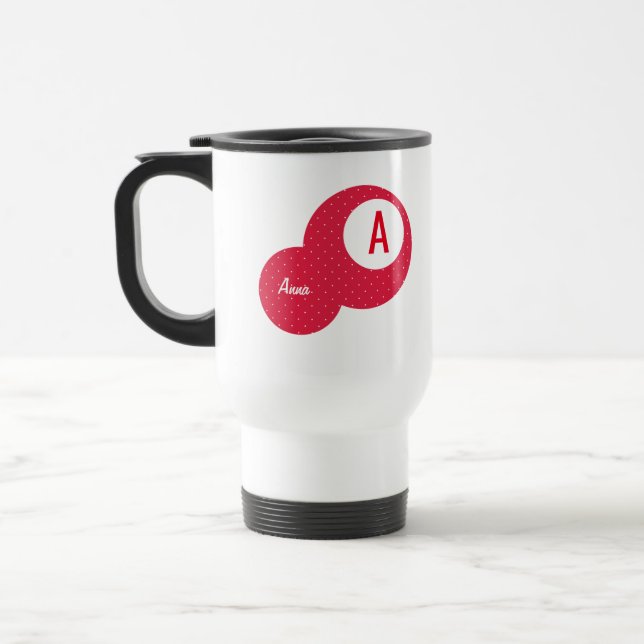 Taza De Viaje Monograma personalizado de Red Dotty (Izquierda)