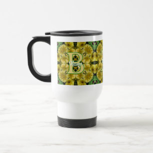 Taza De Viaje Monograma personalizado Tu inicial Arte de flor de