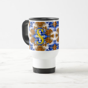 Taza De Viaje Monograma Personalizado Tu Nombre Inicial Arte Col