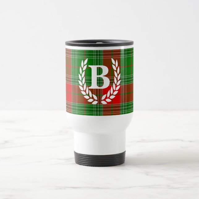 Taza De Viaje Monograma Plaid Travel Mug (Centro)