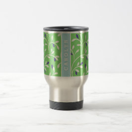 Taza De Viaje Monograma rizado verde moderno lindo del modelo de