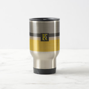 Taza De Viaje Monograma sencillo de dos iniciales en tonos amari