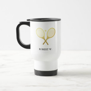 Taza De Viaje Monograma Tenis de nombre personalizado moderno
