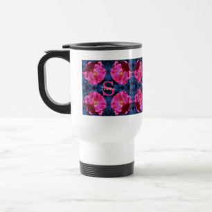 Taza De Viaje Monograma tu nombre con inicial arte de rosa perso