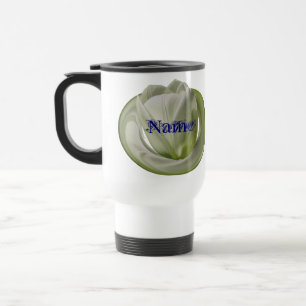 Taza De Viaje Monograma Tu Nombre Tulipán Floral Personalizado