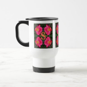 Taza De Viaje Monograma Tu Nombre y Letra Inicial Rosa Arte Pers
