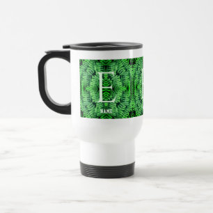 Taza De Viaje Monograma tus helechos verdes iniciales personaliz