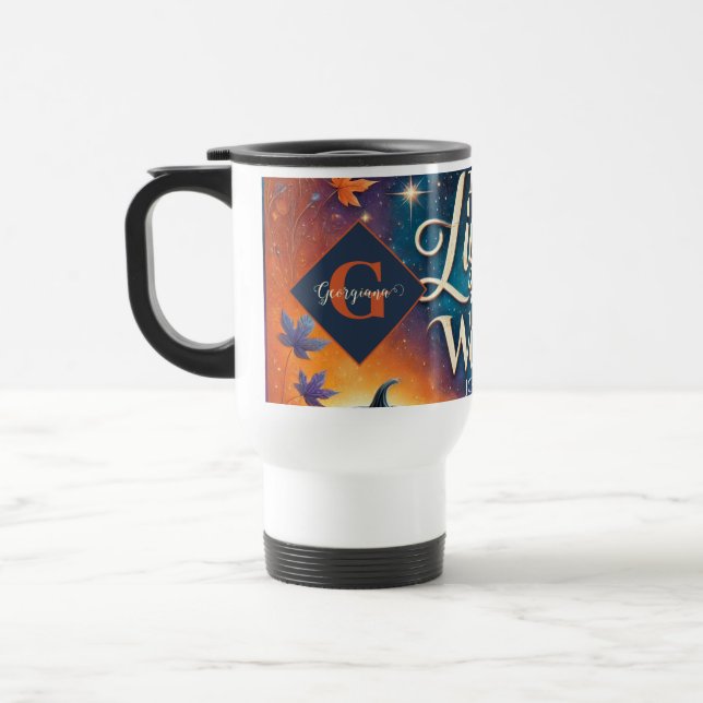 Taza De Viaje Monograma vibrante biblia cristiana de Halloween v (Izquierda)