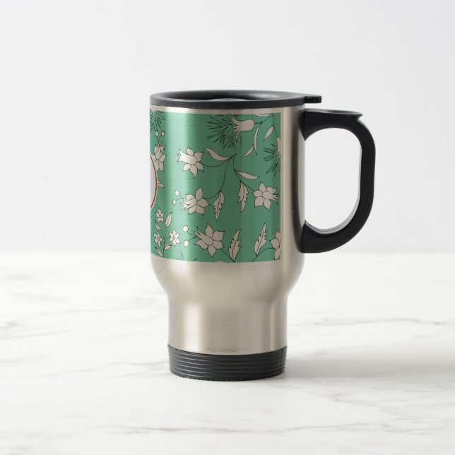 Taza De Viaje monograma y flores (Derecha)