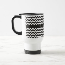 Taza De Viaje Monograma Zigzag Travel Mug: Chevrras blancas y ne