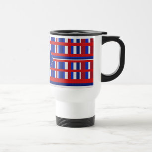 Taza De Viaje Monogramado de color rojo blanco y azul