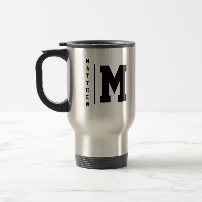 Taza De Viaje Monogramado negro y plateado (Izquierda)
