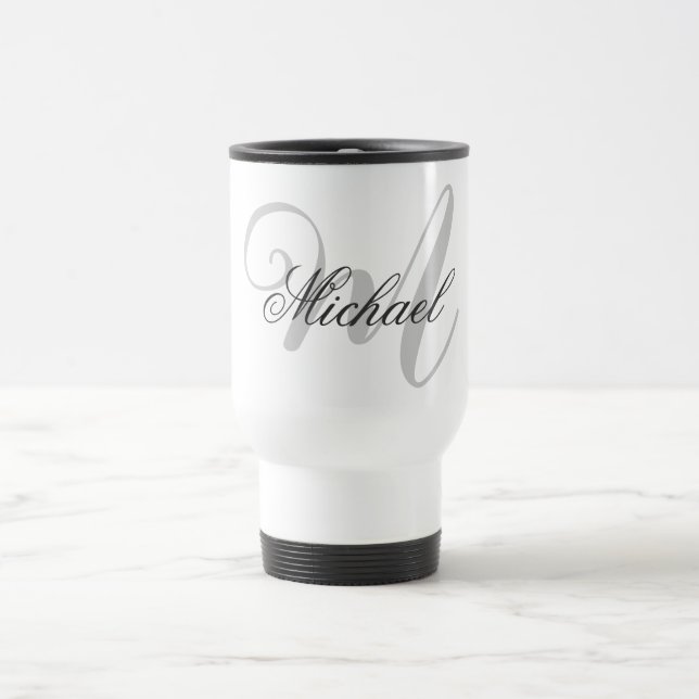 Taza De Viaje Monogramo Minimalista Llanura moderna (Centro)
