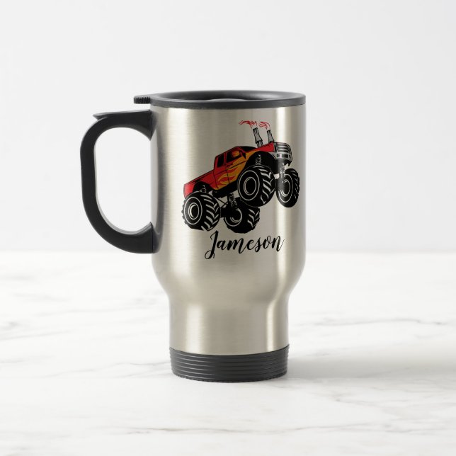 Taza De Viaje Monstruo negro rojo lindo Nombre personalizado (Izquierda)