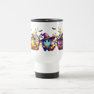 Taza De Viaje Monstruos de Halloween cortos en Gorras de brujas