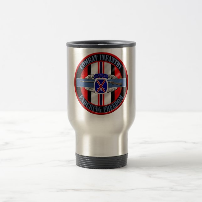 Taza De Viaje Montaña de la infantería OEF 10mo del combate (Centro)