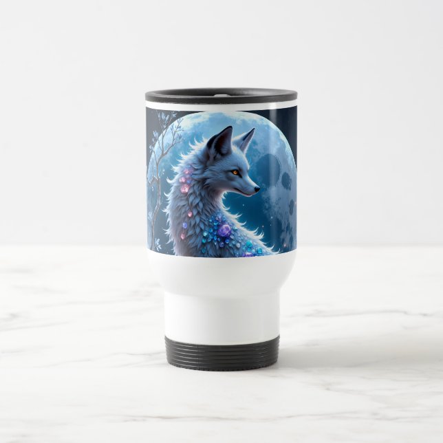 Taza De Viaje Moonlit Crystal Fox – Guardian of Silent Dreams.  (Centro)