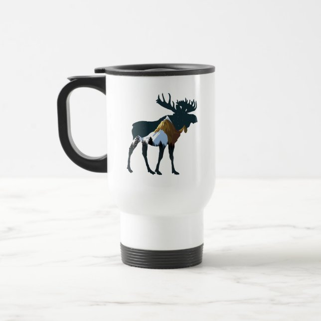 Taza De Viaje Moose del bosque nocturno (Izquierda)