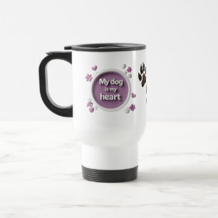 Taza De Viaje Morado Floral - Mi Perro Es Mi Corazón De Viaje