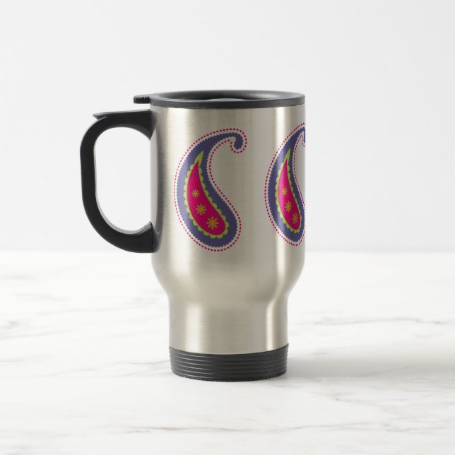 Taza De Viaje Morado y rosa paisley (Izquierda)