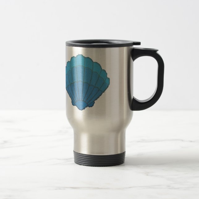Taza De Viaje Mosaico azul de conchas marinas (Derecha)