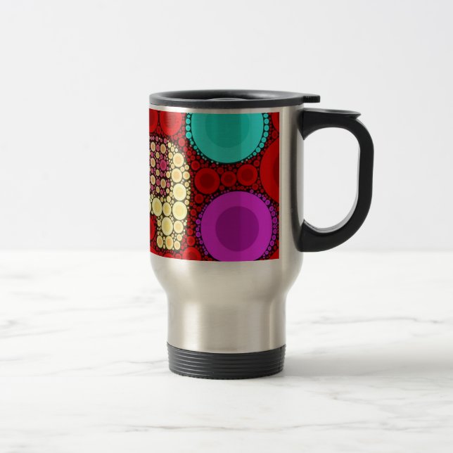 Taza De Viaje Mosaico de los Círculos Concéntricos Funky Red Ele (Derecha)