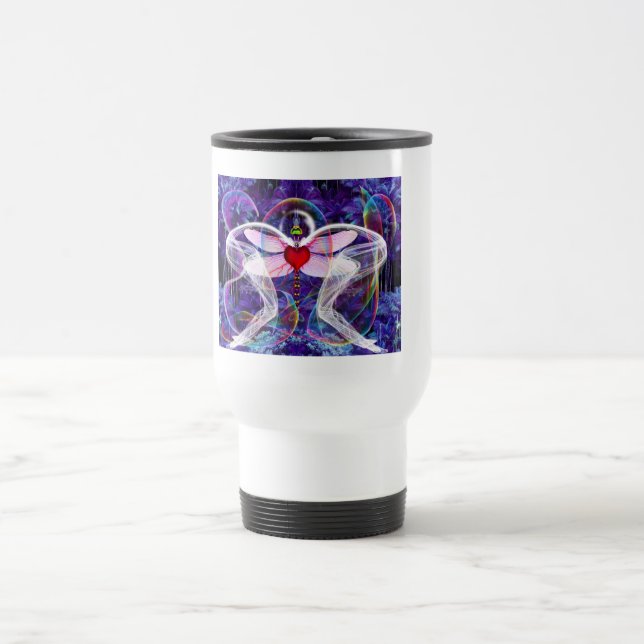 Taza De Viaje Mosca de Dragón Psicodélico Surrealista (Centro)