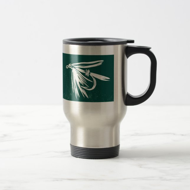 Taza De Viaje "Mosca verde húmeda - trucha cruda" Pesca con mosc (Derecha)
