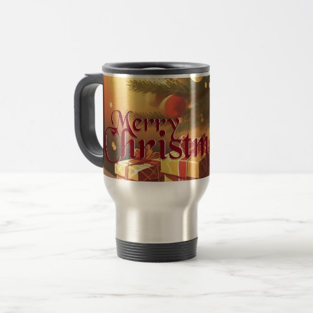Taza De Viaje Motif de Navidad, con regalos bajo el árbol de Nav (Anverso izquierdo)