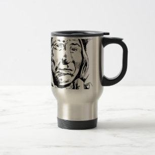 Taza De Viaje Motivación del sketch de tinta del jefe indio